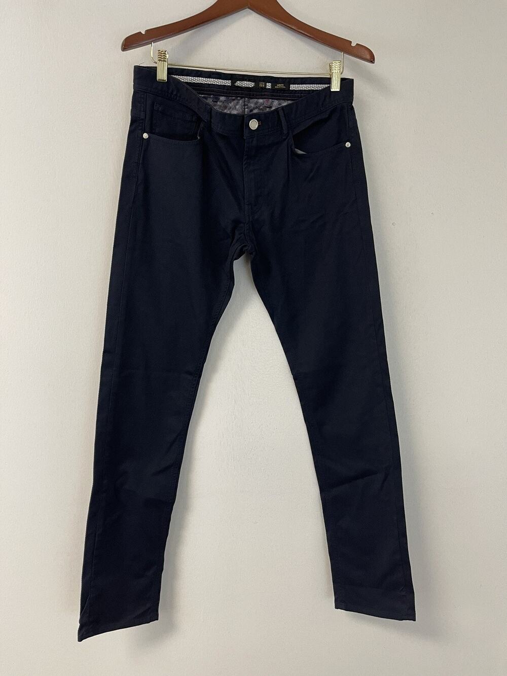 Massimo Dutti Pants Mens 30x33 Jeans Blue Flat Front Knit Solid Navy N232